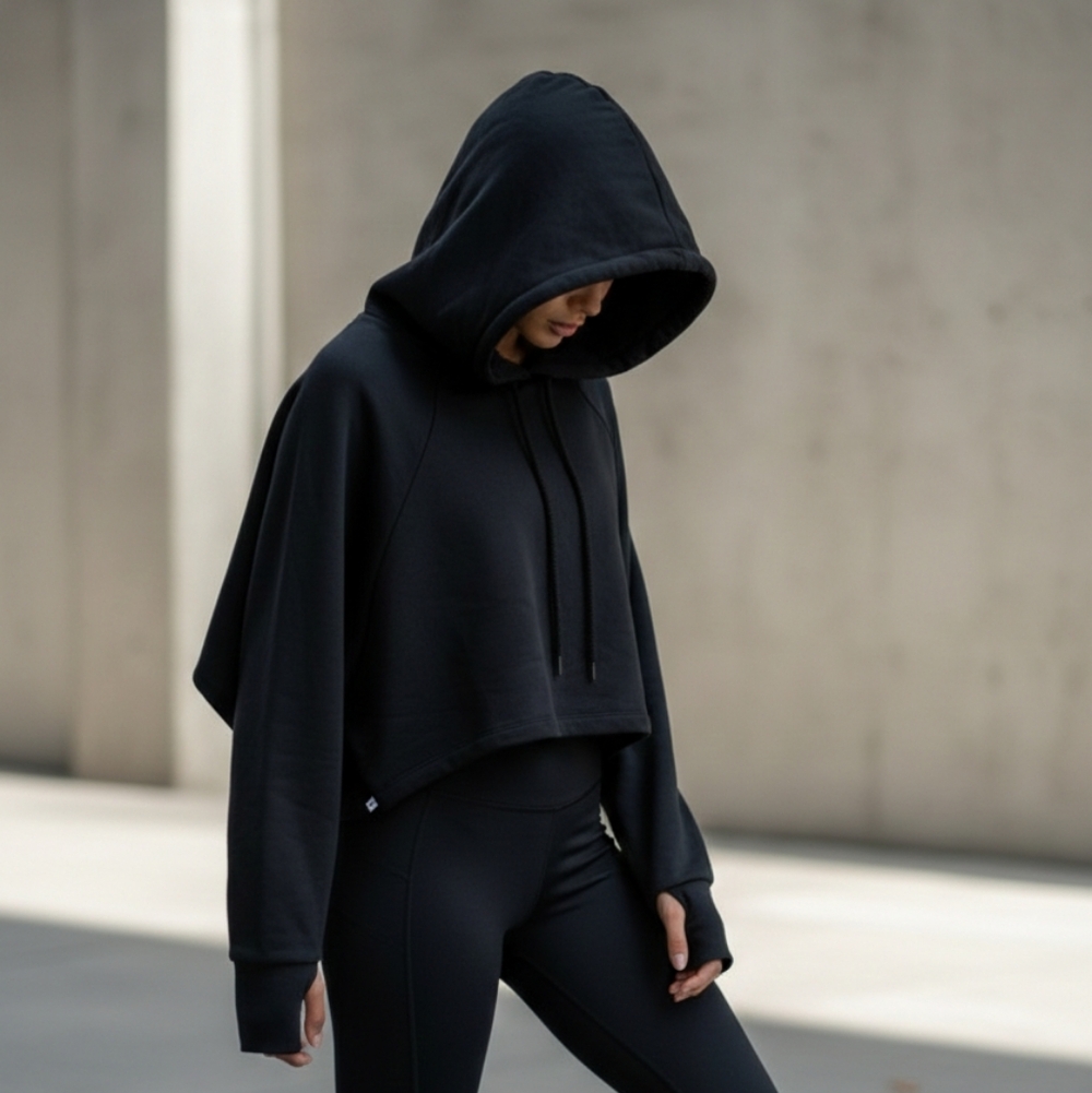 NWT Rivet Utility Black Cropped Hoodie - Size M